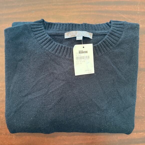 Slate & Stone NWT ($148) | Men's Black Wool Blend Crew Neck Sweater | size XXL - Picture 1 of 6